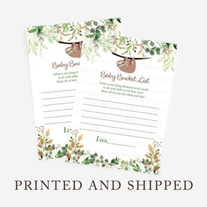 Faultier Baby Bucket List Karten, Faultier Babyparty-Wünsche für Babykarten, Faultier Babys erstes Jahr beraten, Faultier GEDRUCKT und VERSENDET HM988