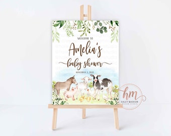 Farm Animals Baby Shower Welcome Sign Digital or Printed and Shipped