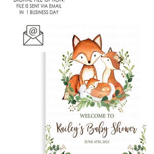 Woodland Baby Shower Welcome Sign, Fox Baby Shower Welcome Sign ...