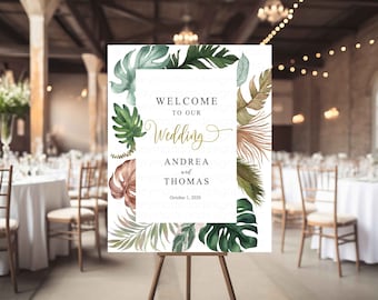 Letrero de bienvenida para boda tropical, letrero de bienvenida hawaiano, letrero de bienvenida para boda, letrero de bienvenida para boda tropical personalizado