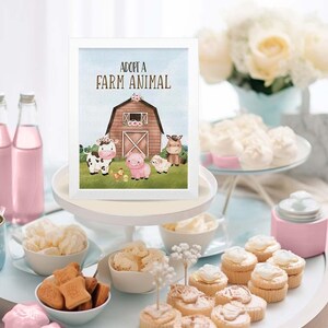 Pink Farm Adopt an animal Sign 8x10, Girl Farm Animals, Adopt an Animal Party Sign, Barnyard Birthday, Farm Floral Barnyard Party