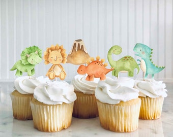Set of 12 Dinosaur cupcake toppers, Dino Party decorations, Dinosaur Baby Shower food picks, Dinosaur Birthday decorations