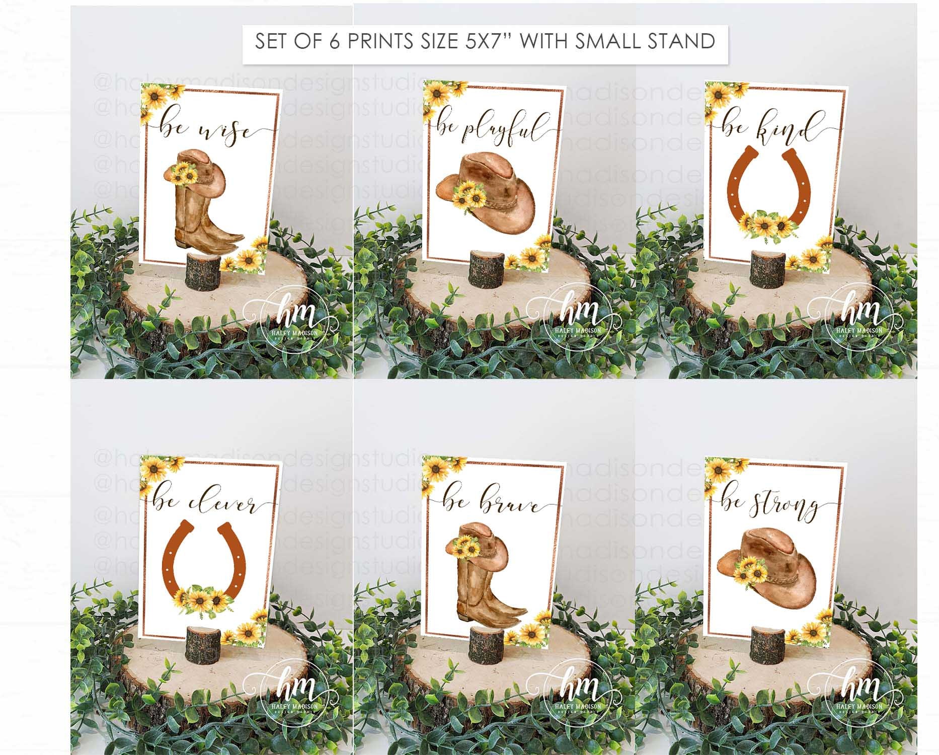 Set of 6 Sunflower Cowboy Centerpieces Cowgirl baby shower Sunflower Cowboy Birthday Party Decorations Gender neutral prints
