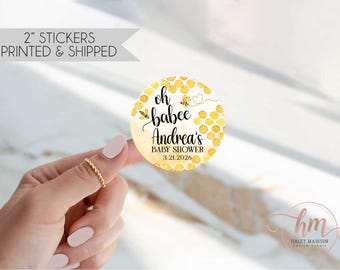 Bumble Bee Baby Shower Stickers, Thank You Favor Stickers, 2" Printed Stickers