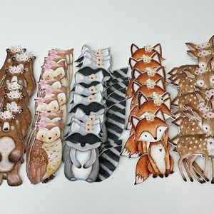 2 Inch woodland animals cutouts, 2" woodland cutouts, Woodland Animals cardstock cutouts, woodland baby shower Floral Woodland birthday image 2