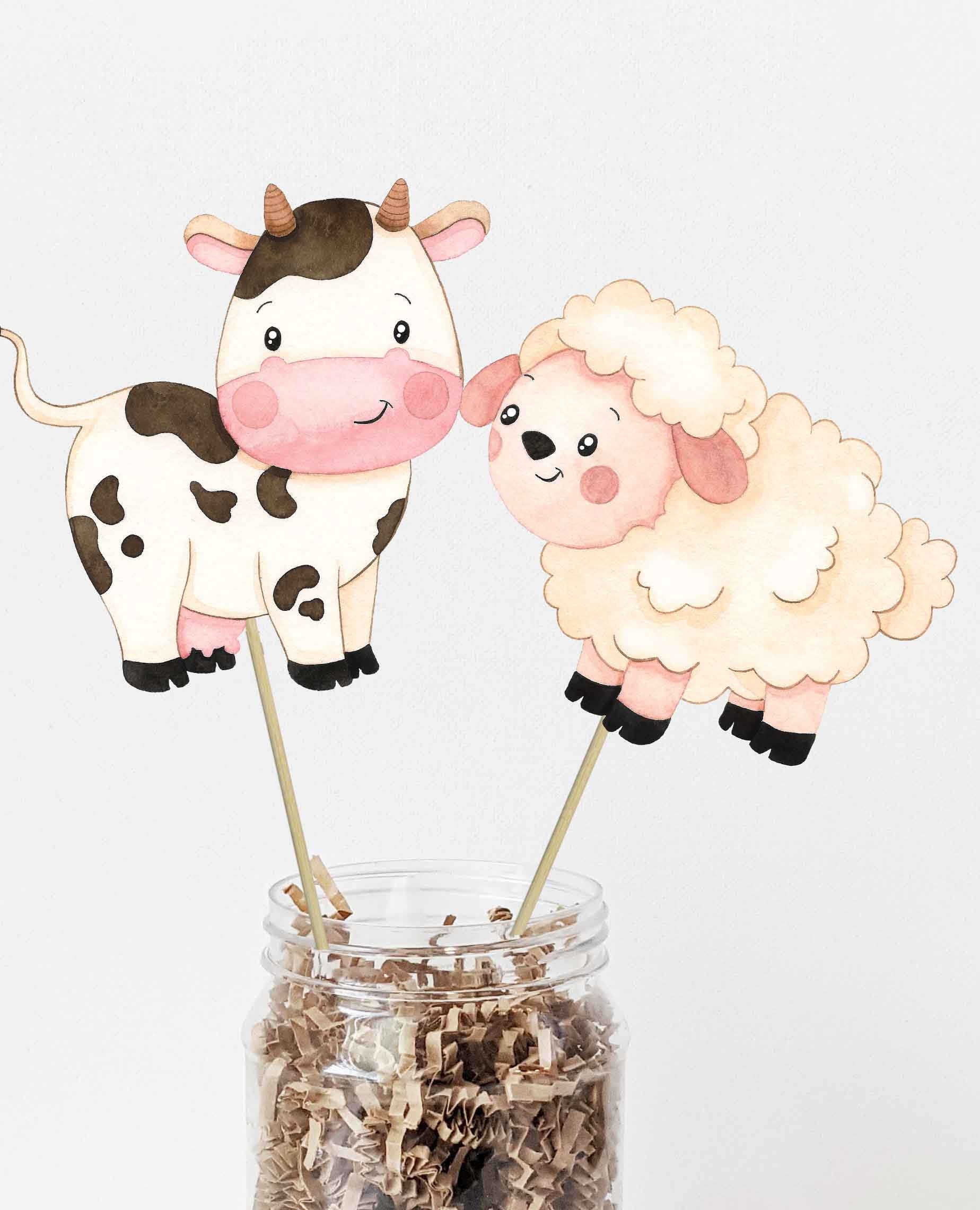 24-Piece Cow Centerpieces For Baby Shower - Farm Animal Table Toppers, Girl Theme - View #5