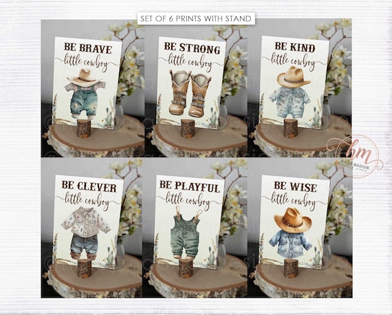 Cowboy Baby Shower Center Pieces Set of 6