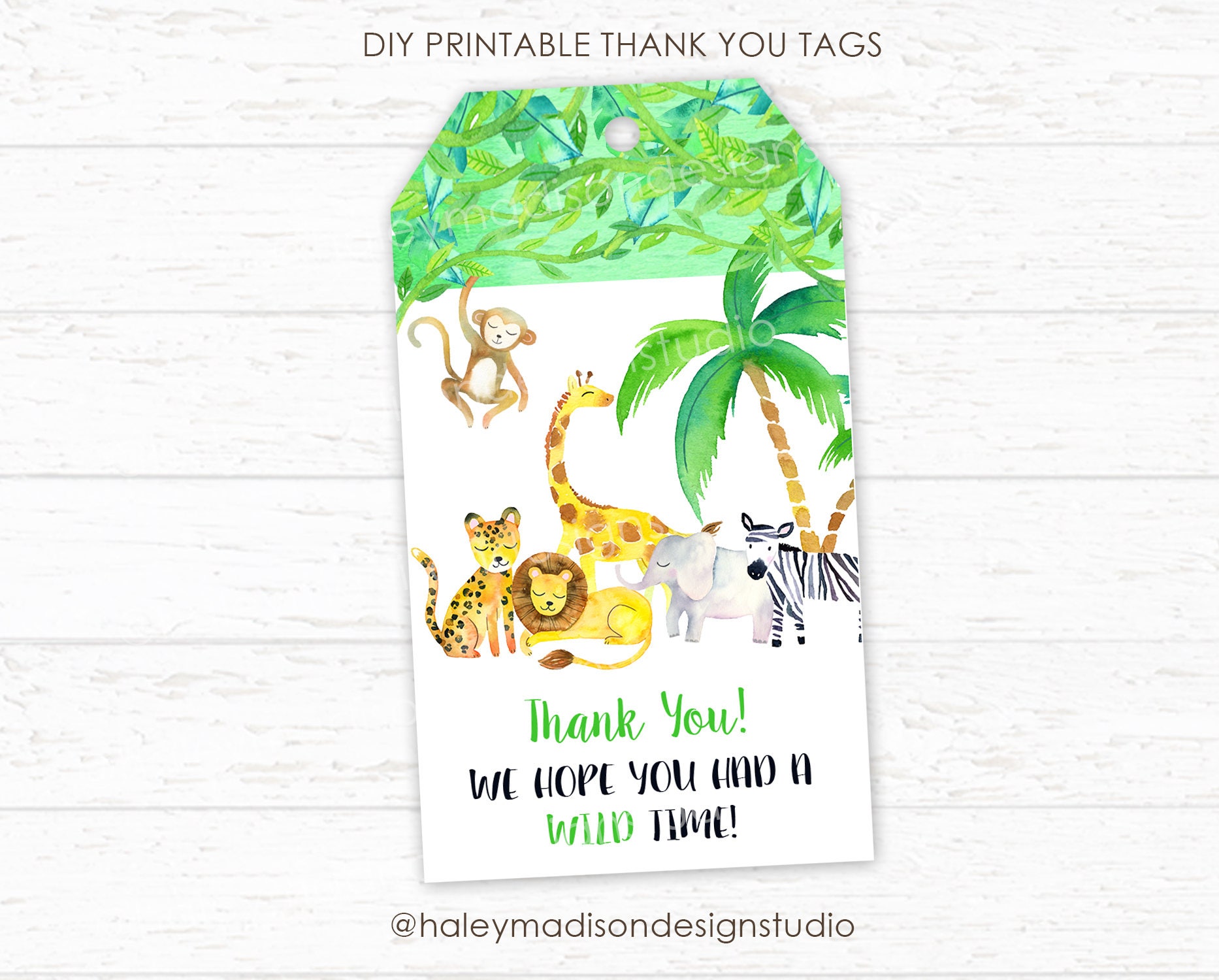 Jungle Thank you Tags Safari Thank you Tags Jungle Baby Etsy