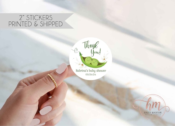 Two Peas in a Pod Stickers size 2" round, Peas Thank you stickers, Peas labels, Peas in a Pod Twins baby shower tags, HM444