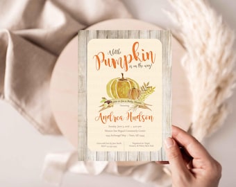 Pumpkin Baby Shower Invitation, Fall baby shower, Rustic pumpkin baby shower Invitation, Gender Neutral pumpkin