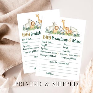 Jungle Baby Advice and Predictions, Gold Jungle baby shower game, gender neutral baby shower, baby shower game PRINTED and SHIPPED HM952