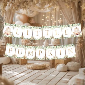 White Little Pumpkin Fall Banner, Rustic Pumpkin Baby Shower sign, Watercolor Little Pumpkin Banner, Gender Neutral, Rustic Pumpkin Banner