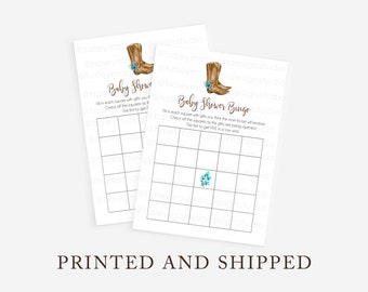 Floral Cowboy Baby Shower Blue Bingo Game, Rustic Cowgirl baby shower game, Cowboy Baby Shower Bingo,  baby game PRINTED and SHIPPED HM789