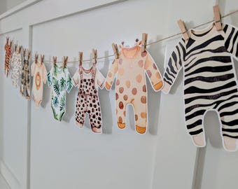 Jungle Baby Clothes Banner, Safari Baby shower sign