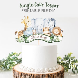 DSCHUNGEL TORTENAUFLAGE, Jungle It es a Boy Cake Topper, Dschungel Baby Shower Cake Topper, Jungle Safari Baby Shower Cake Topper HM952