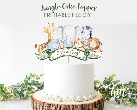 PRINTABLE Jungle Cake Topper, Jungle It's a Boy Cake Topper