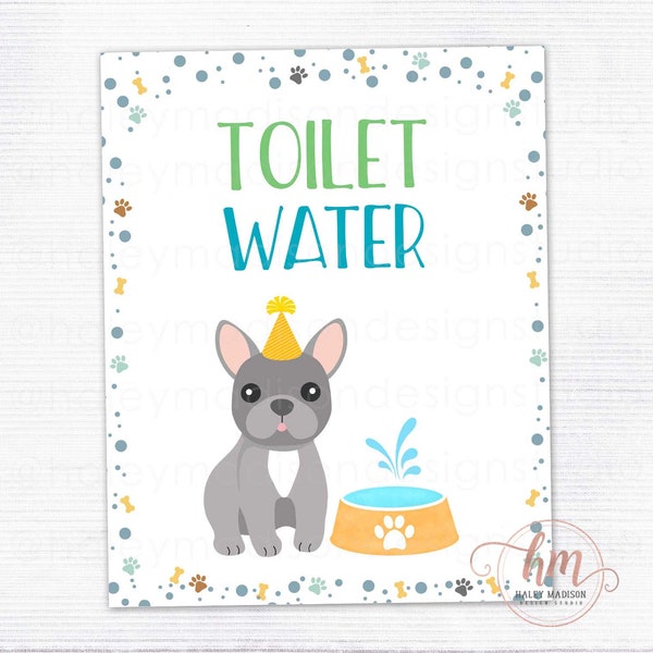 Puppy Party Toilet Water Sign, Puppy Drink Station Sign, Doggie Theme Birthday Sign, Puppy Party Water Table Sign, PRINTABLE FILE HM868