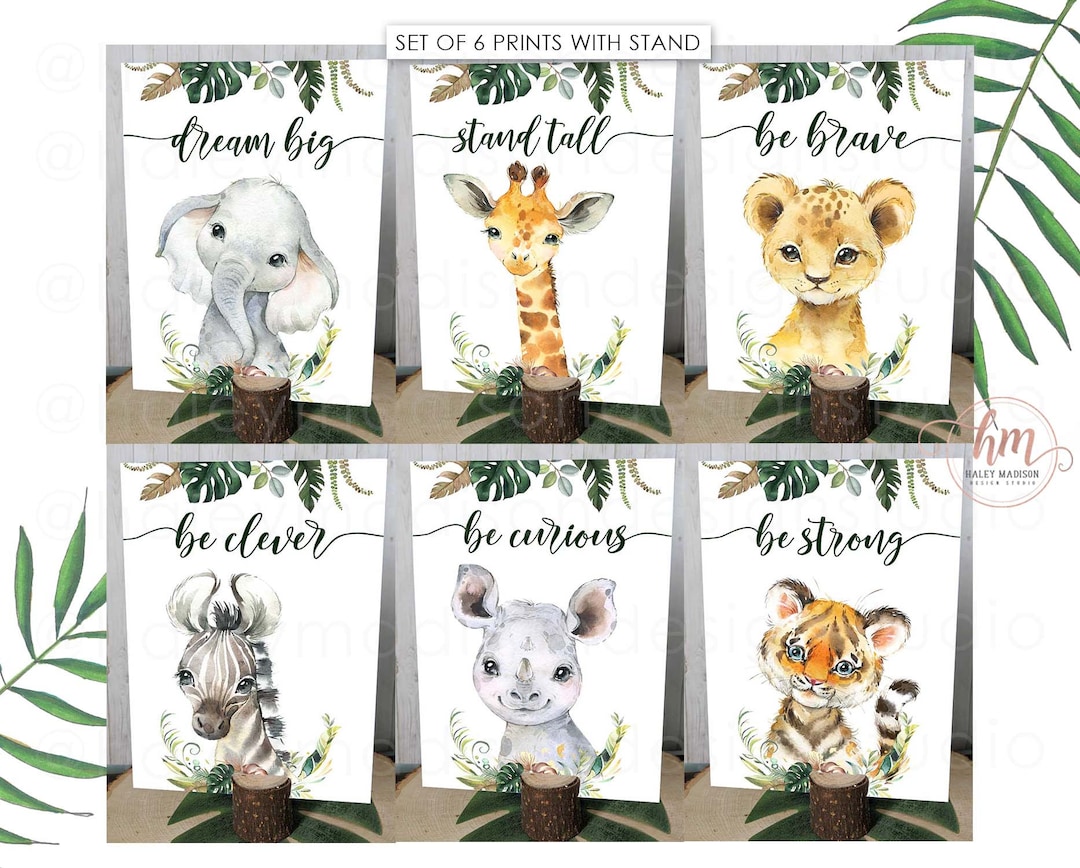 Set of 6 Jungle Animals Center Pieces Gender Neutral Jungle Baby Shower Center Piece Jungle