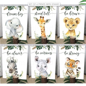 Set of 6 Jungle Animals Center Pieces Gender Neutral Jungle Baby Shower Center piece Jungle Birthday Party Jungle Safari Floral decor HM952