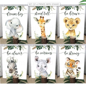 Set of 6 Jungle Animals Center Pieces Gender Neutral Jungle Baby Shower Center piece Jungle Birthday Party Jungle Safari Floral decor HM952