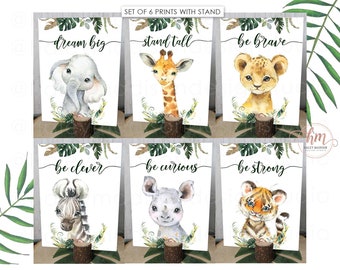 Set of 6 Jungle Animals Center Pieces Gender Neutral Jungle Baby Shower Center piece Jungle Birthday Party Jungle Safari Floral decor HM952