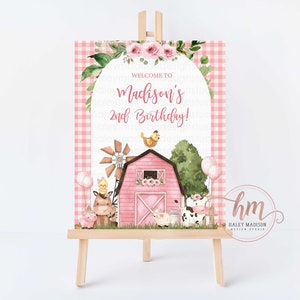 Farm Animals Welcome Sign Farm Birthday Welcome sign Floral Farm Party Welcome Sign Baby Farm animals Farm Birthday Party Welcome sign HM596