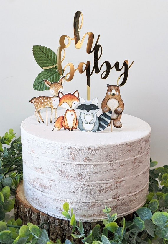 Woodland oh Baby Cake Topper, Woodland Baby Shower Cake Topper