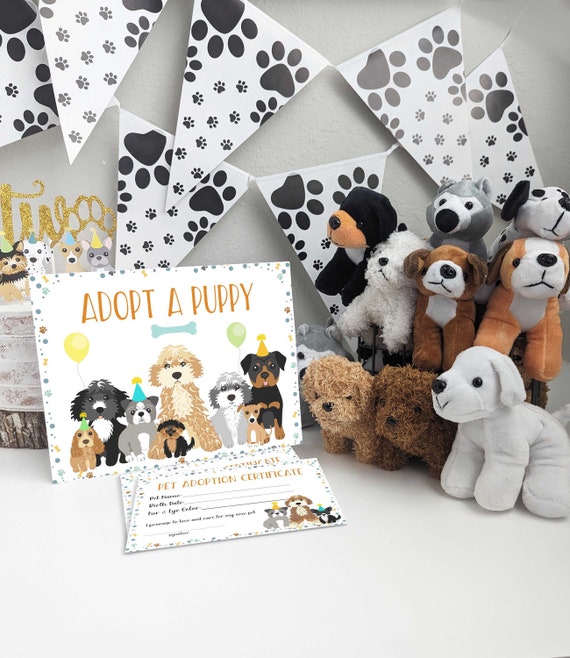 24-Pack 'Adopt A Puppy' Party Favors - Includes Plush Dogs, Adoption Certificates, Boxes & Decor