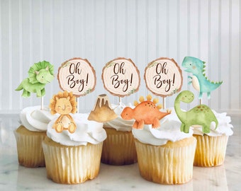 3 Cake Topper Dinosauri Seduti - Decorazioni Torta Per Compleanno Ragazzo Tema Giurassico - 3