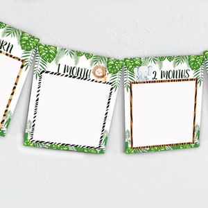 PRINTABLE Jungle Photo Banner Jungle Animals First Birthday | Etsy