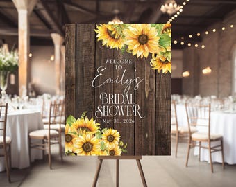 Sunflower Welcome Sign, Bridal/Baby Shower, Birthday (Digital or Printed)
