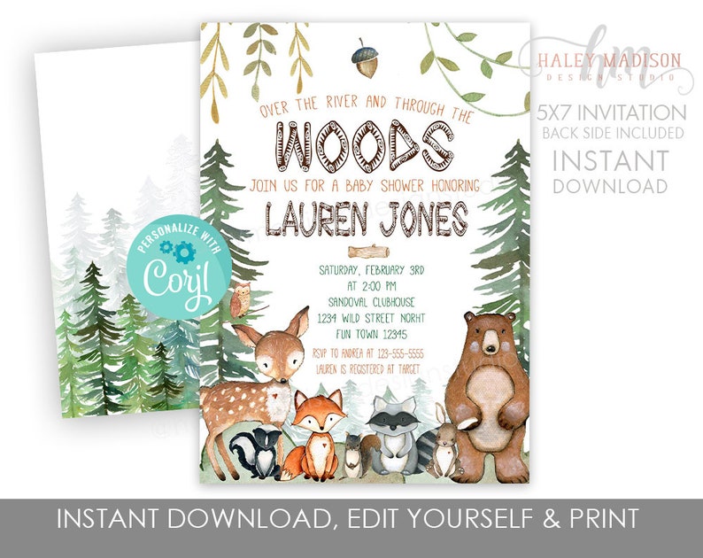 Woodland Baby Shower Invitation Woodland Invite Over the Etsy