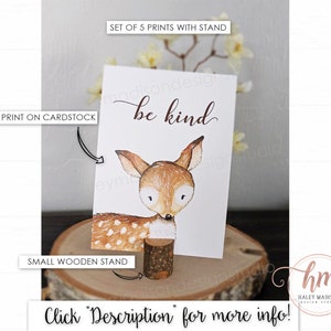 Woodland Animal Centerpiece Set, 5x7 Prints with Wooden Stands