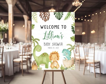 Dinosaur Baby Shower Welcome Sign, Dino Decorations