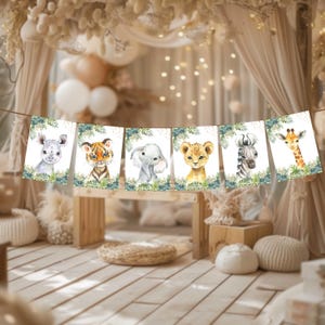 Jungle Animals Banner, Safari Baby Shower Banner, Jungle Birthday Party Banner, Jungle sign, Jungle safari banner, Jungle baby sign HM952