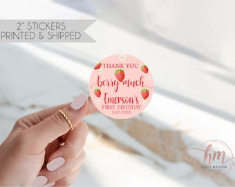 Strawberry Stickers size 2" round, Berry Sweet labels