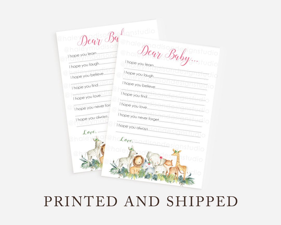 Jungle PINK Wishes for Baby Cards, Dear Baby Cards, Safari Baby Shower
