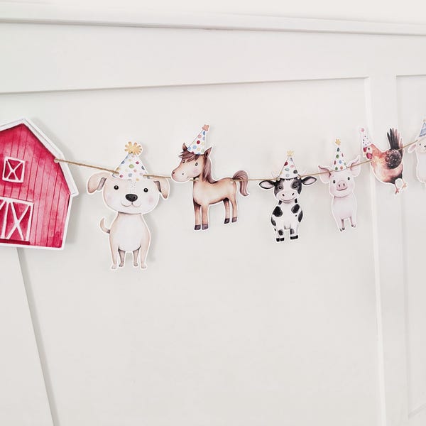 Farm Party Animals Banner, Barnyard Birthday sign