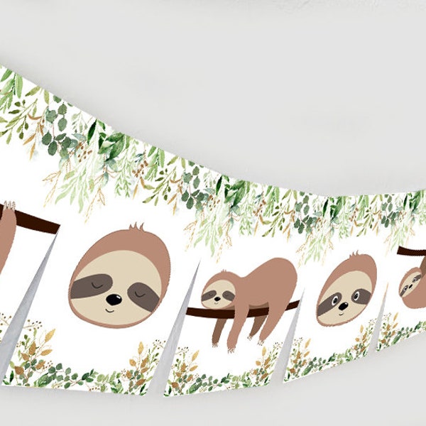 Sloths Banner, Sloth Baby Shower banner, Sloth Birthday Party Banner, Sloths gender neutral baby shower sing, Pink Sloth decoration HM988