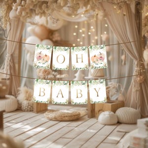 Pink Pumpkin Oh Baby Banner, Rustic Pumpkin baby shower Banner, Fall Baby banner PINK, Pumpkin baby shower, Fall baby shower Banner decor