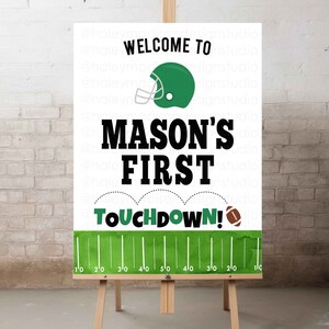 Letrero de bienvenida para fiesta de cumpleaños con temática de fútbol, letrero de bienvenida de fútbol, letrero de bienvenida para primer touchdown, decoración para fiesta de fútbol