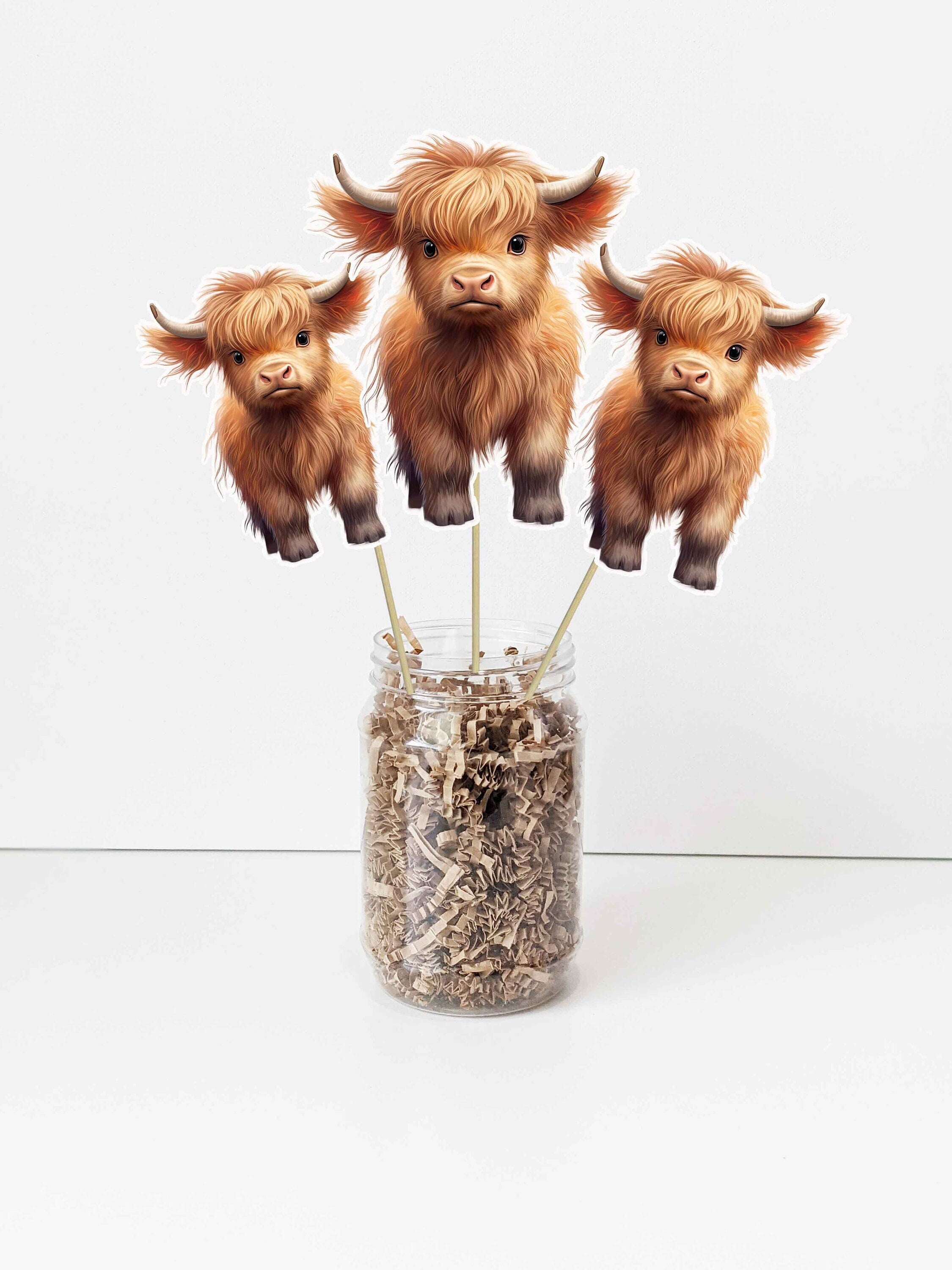 Set of 6 Highland Cows Centerpieces size 6" tall, Highland Cows Centerpieces, Farm theme baby shower, Highland Cow Party decorations