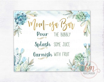 Succulent MomOsa Bar sign, Succulent baby shower momosa bar sign, Mom-Osa Bar sign, Baby shower sign, Succulent sign PRINTABLE HM452