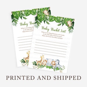 Jungle Baby Bucket List-Karten, Jungle Baby Shower-Wünsche für Babykarten, Jungle Baby-Beratung für das erste Jahr, GEDRUCKT und VERSENDET HM952