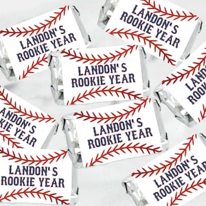 Personalized Set of 15 stickers Baseball Mini Chocolate bars Stickers, Thank you candy stickers, Baseball party favors, Baseball Rookie Year