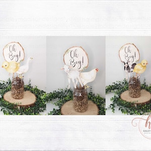 Set of 16 Farm Centerpieces, Oh Boy and Oh Baby centerpeices, 4&quot; Farm animals cutouts, Fall Decoration , Farm Decoration, Oh Baby Wood HM596