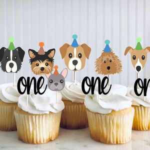 Set of 12 Puppy Cupcake Toppers, Dog Themed Birthday Party Cupcake Toppers, food picks, Puppy party decorations, Cute Puppy bday