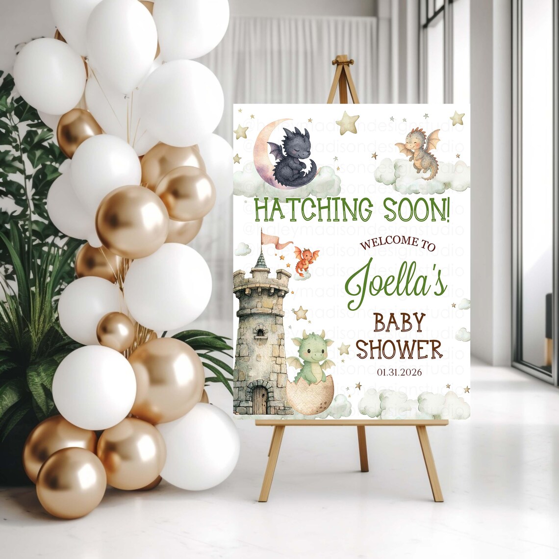 Dragons Baby Shower Hatching Soon Party Welcome Sing Digital or Printed ...
