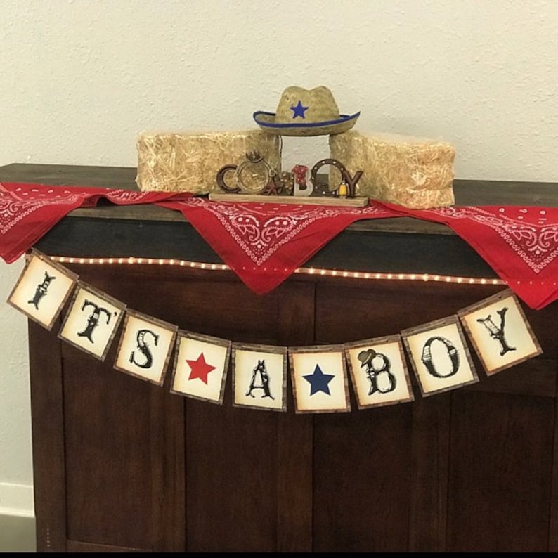 cowboy baby sprinkle banner little cowboy banner Cowboy baby shower cowboy banner Cowboy It/'s a Boy baby shower banner baby boy HM788