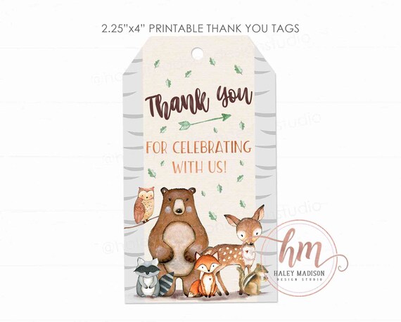 woodland thank you tags